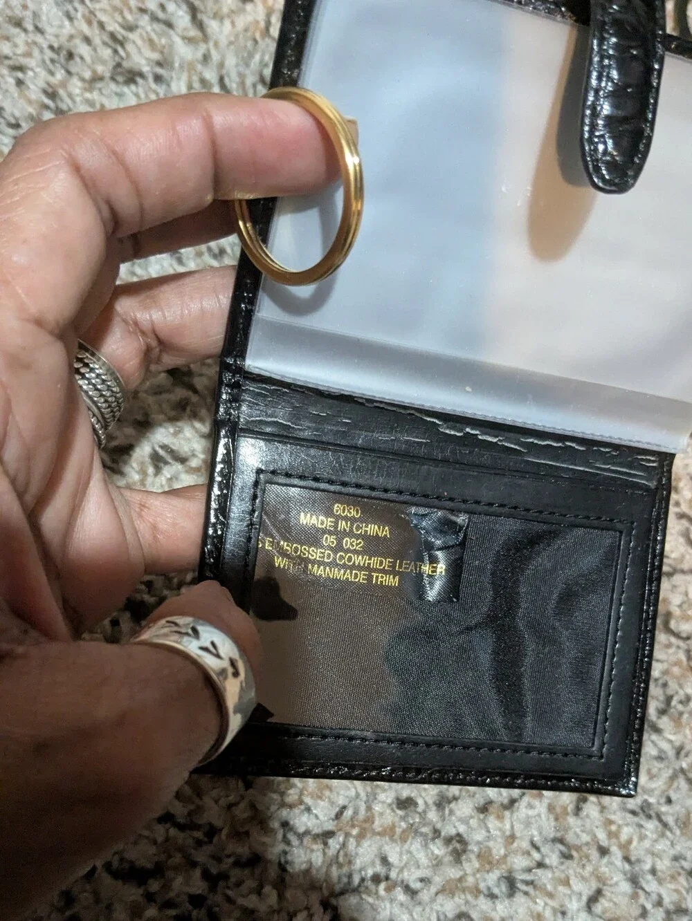 Etienne Aigner Black Croc-Embossed Key Wallet